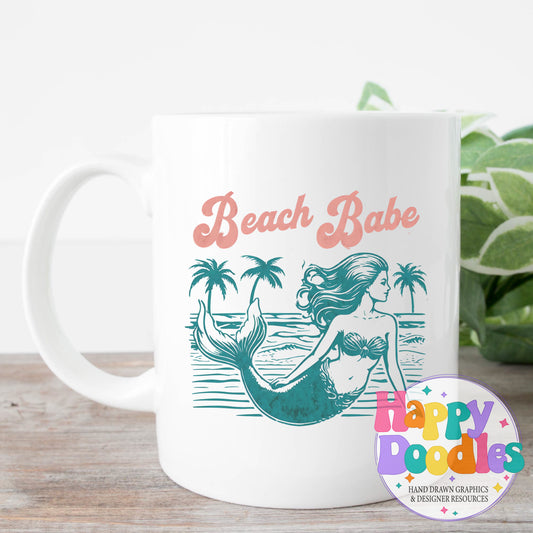 Beach Babe High Resolution Printable PNG - Happy Doodles Designs