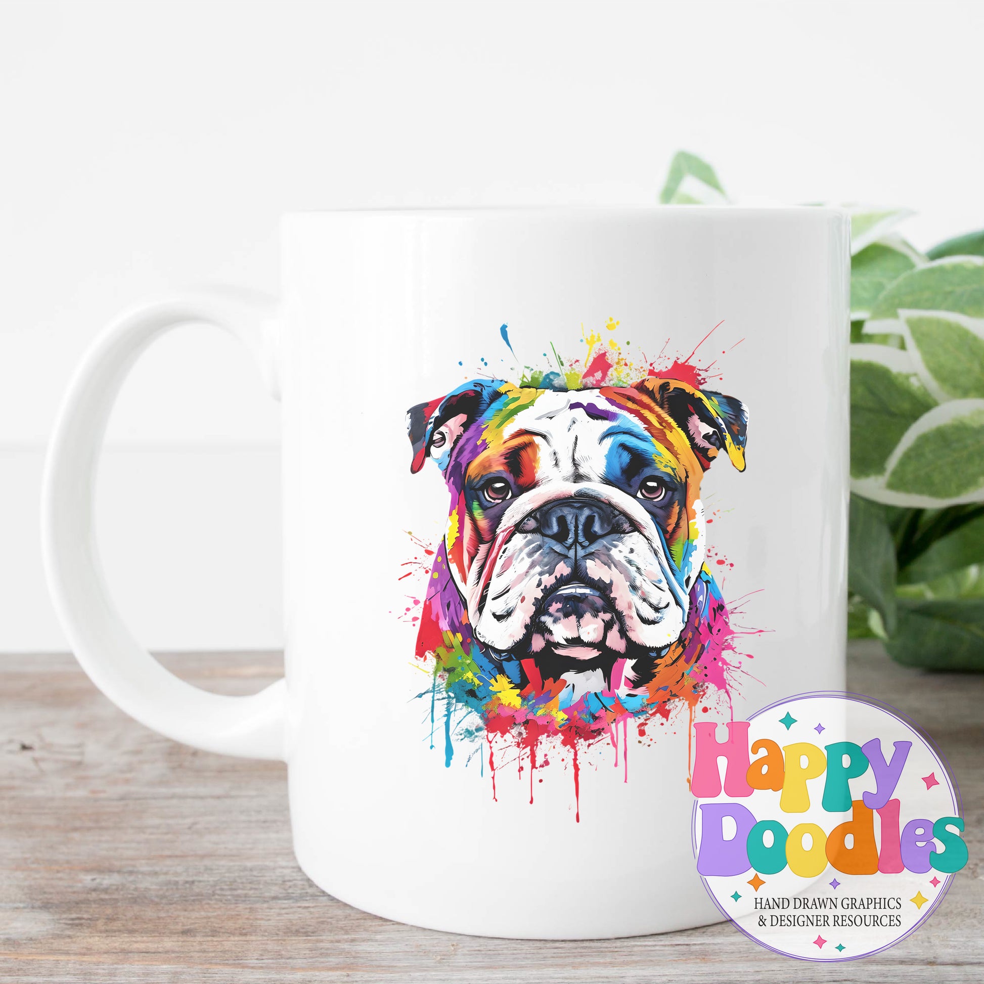 Bulldog Paint Splash T-Shirt Printable PNG Download - Happy Doodles Designs