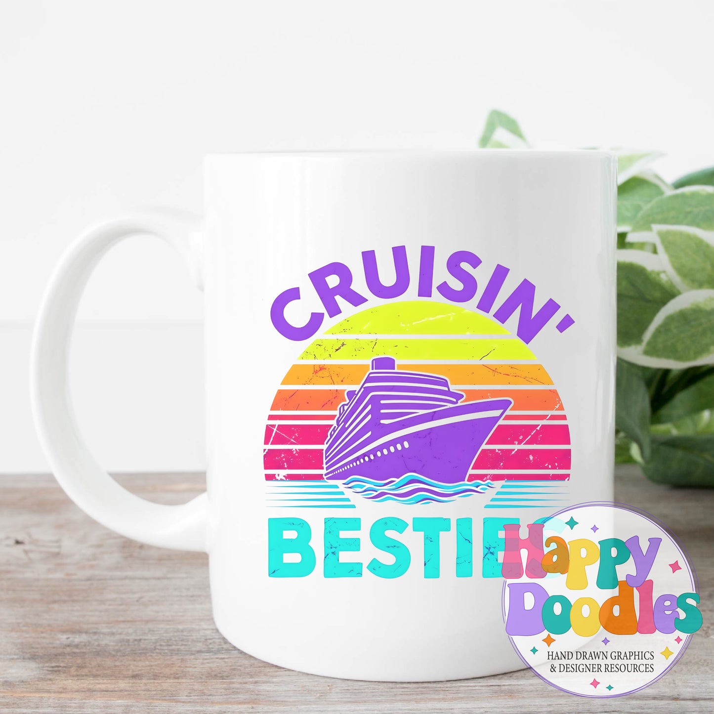 Cruisin Besties Printable PNG for Sublimation & Crafts - Happy Doodles Designs