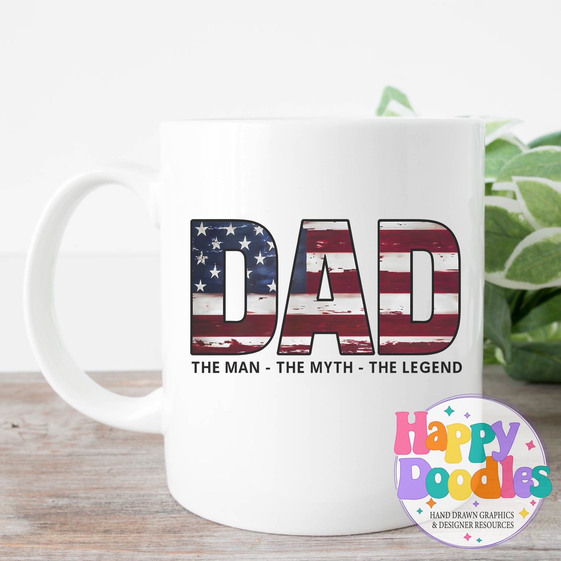 Dad Man Myth Legand Flag DIY Printable T-Shirt Design - Happy Doodles Designs