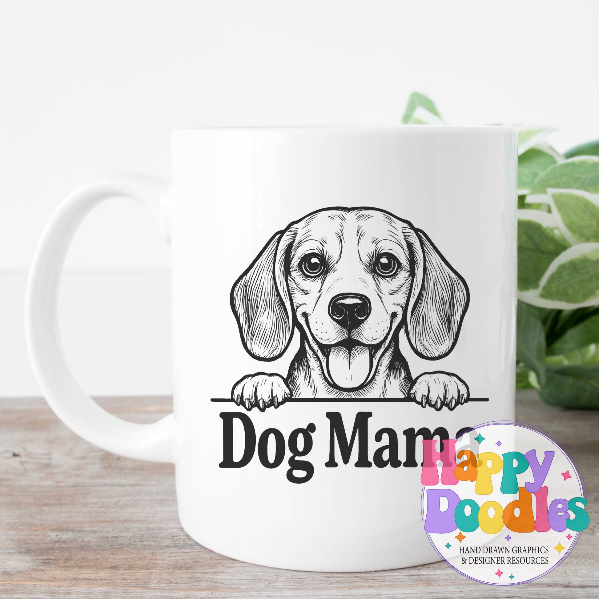 Dog Mama Beagle High Resolution Printable PNG - Happy Doodles Designs