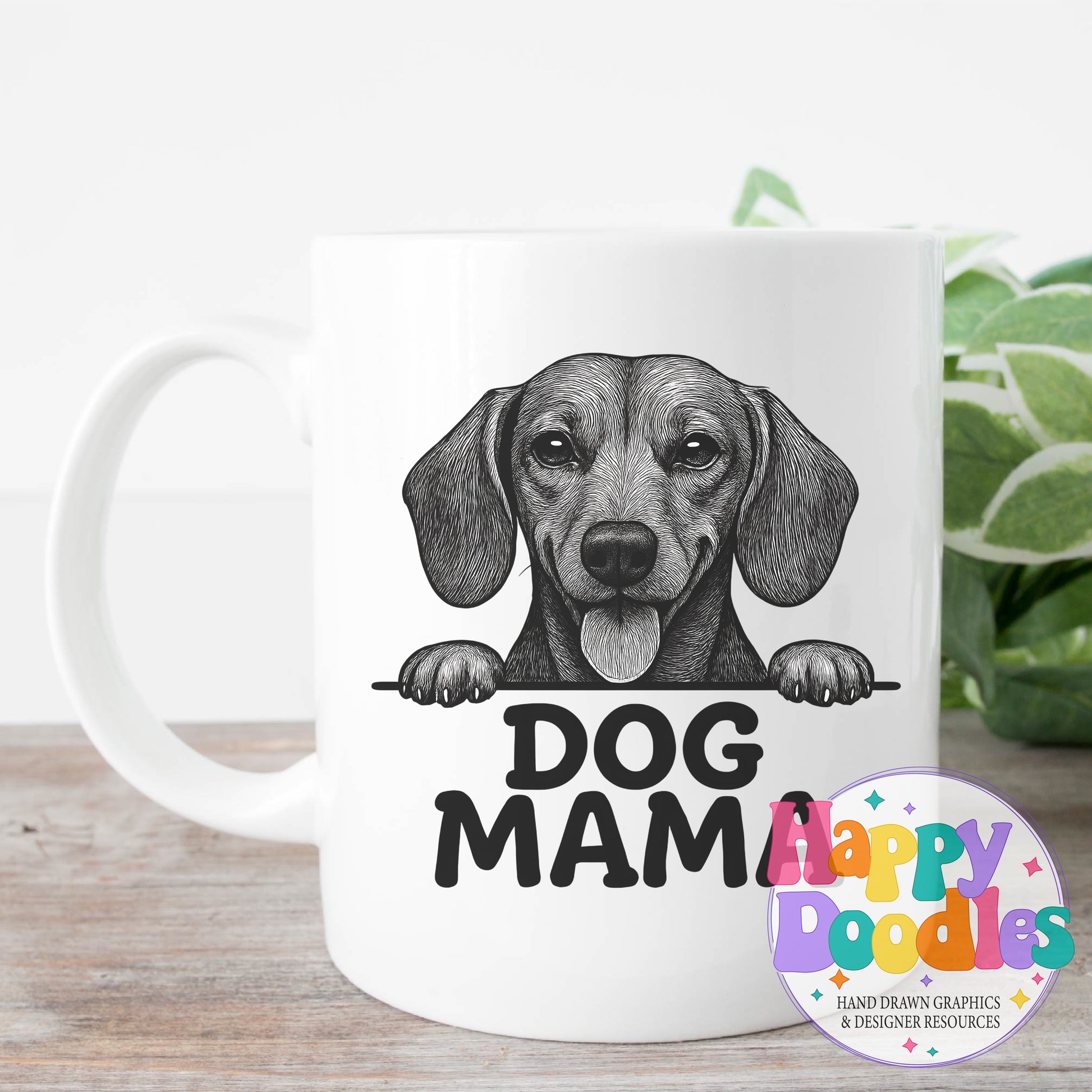 Dog Mama Dachshund Printable PNG for Sublimation & Crafts - Happy Doodles Designs
