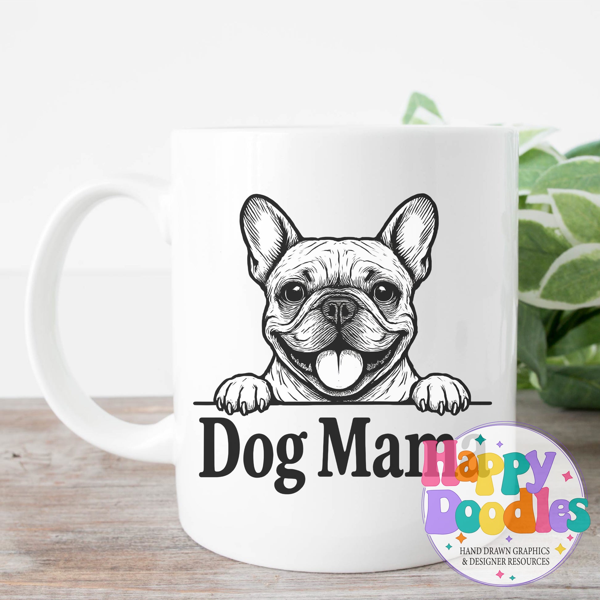 Dog Mama Frenchie Printable PNG T-Shirt Design - Happy Doodles Designs