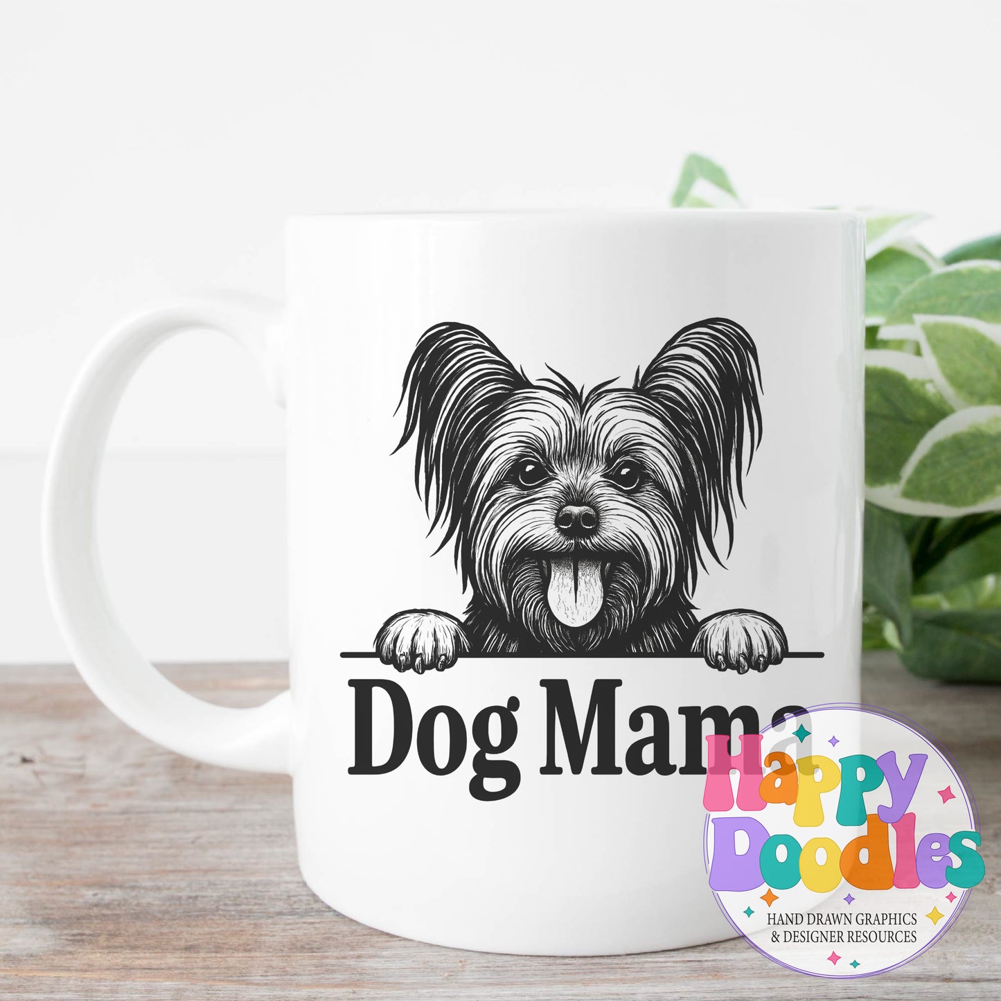 Dog Mama Yorkie DIY Printable T-Shirt Design - Happy Doodles Designs