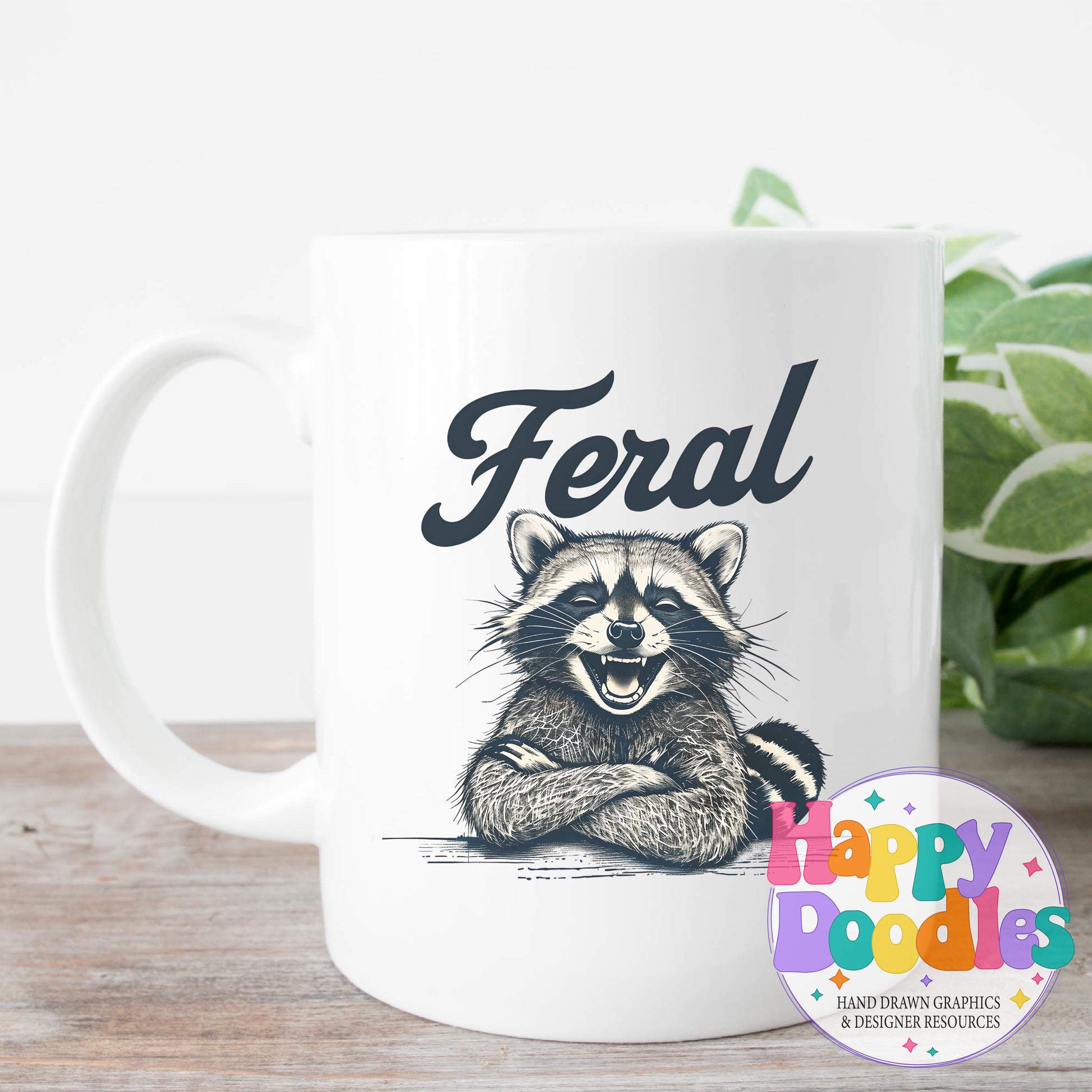 Feral Raccoon Printable PNG for Sublimation & Crafts - Happy Doodles Designs