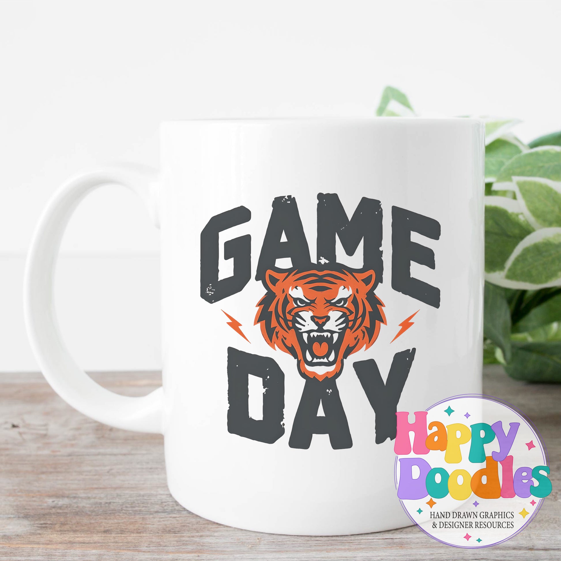Game Day Tiger Printable PNG T-Shirt Design - Happy Doodles Designs