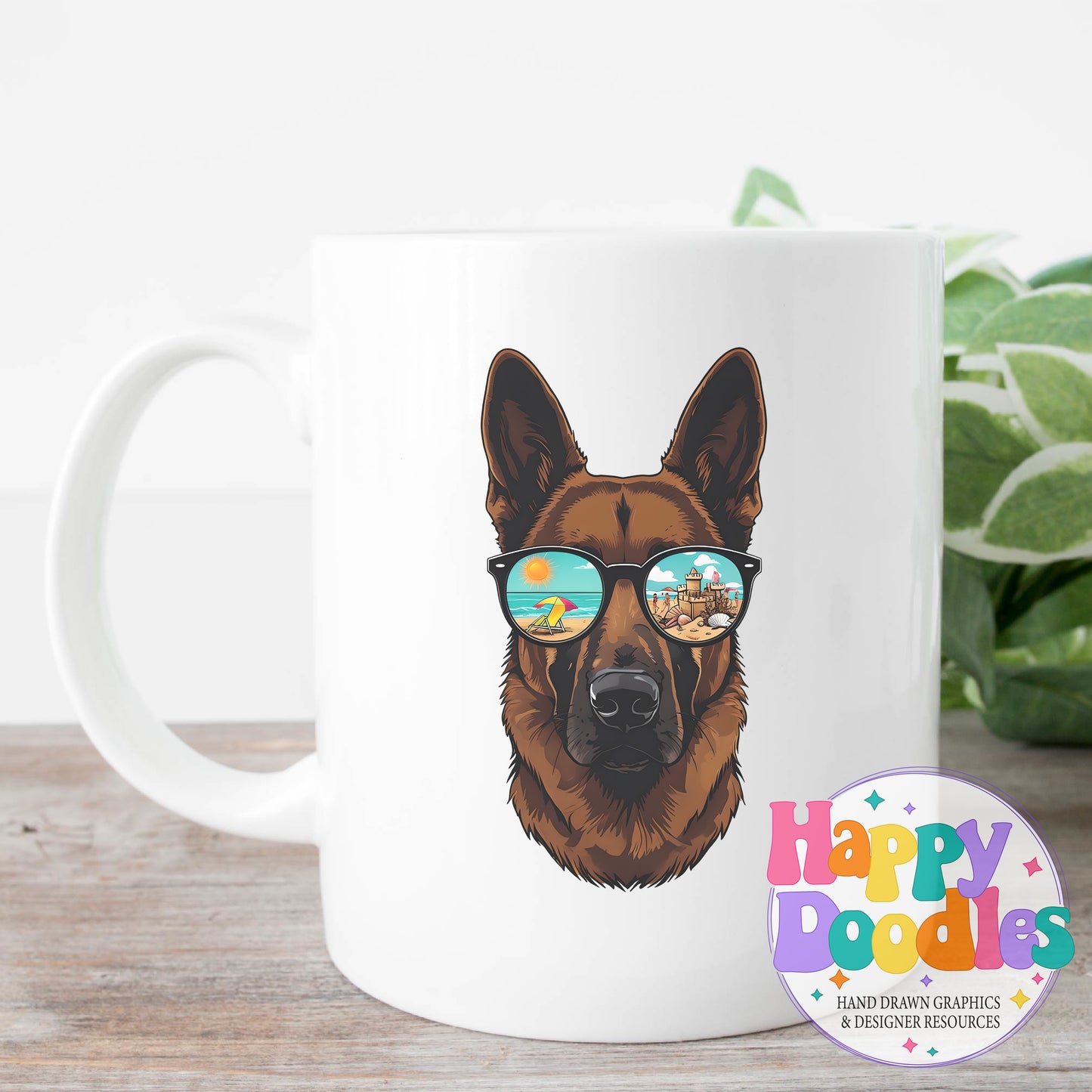 German Shephard Beach Glasses High Resolution Printable PNG - Happy Doodles Designs