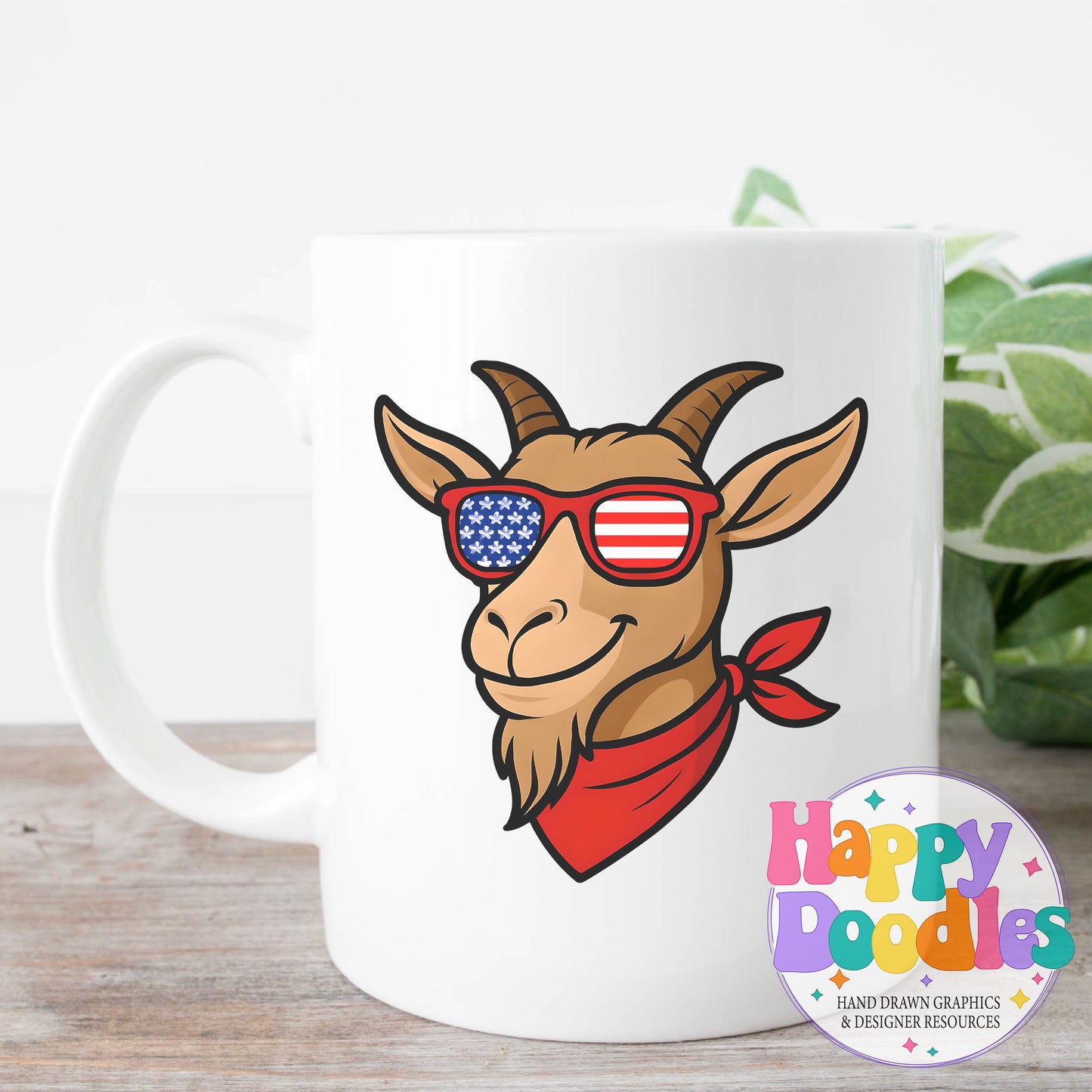 Goat Flag Glasses Printable PNG for Sublimation & Crafts - Happy Doodles Designs
