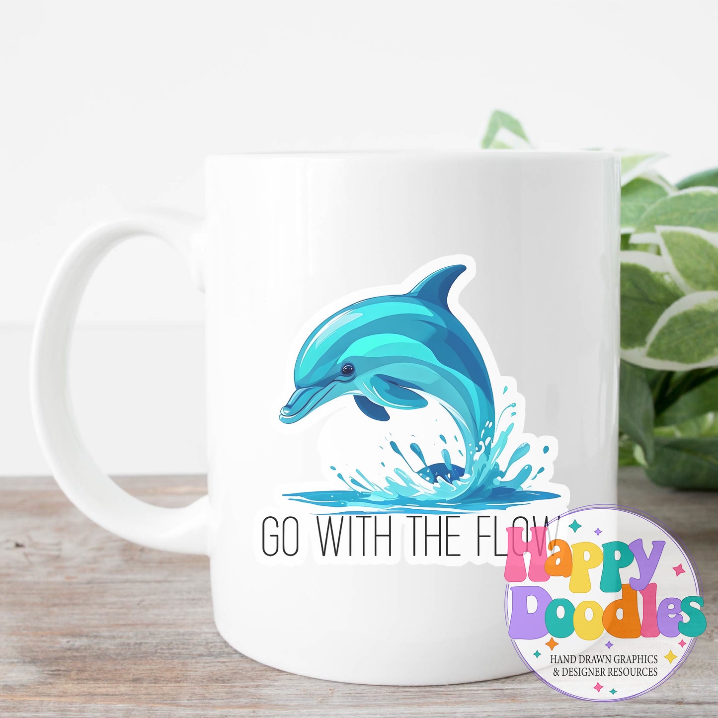 Go with the Flow Sticker Printable PNG T-Shirt Design - Happy Doodles Designs