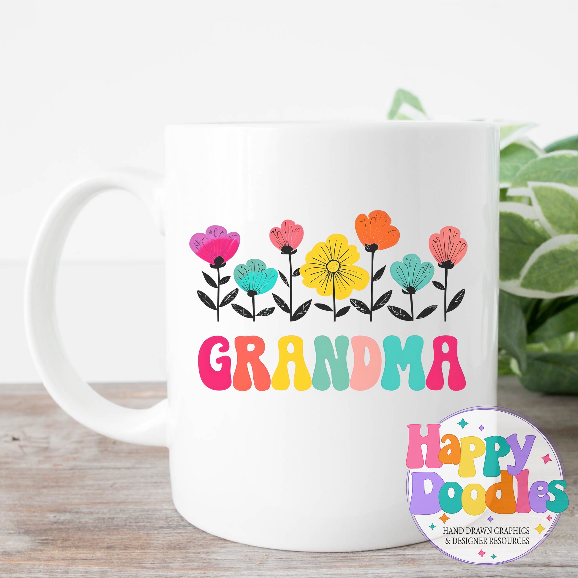 Grandma Flowers High Resolution Printable PNG - Happy Doodles Designs