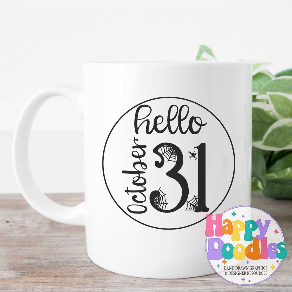 Halloween Sign Circle Hello October SVG | Halloween Sign SVG Cut File