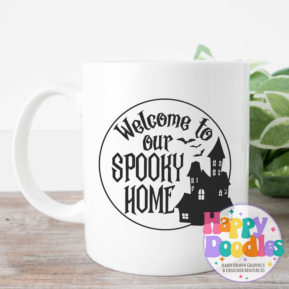 Halloween Sign Circle Welcome to Spooky Home SVG | Seasonal Sign SVG for Cricut & Silhouette