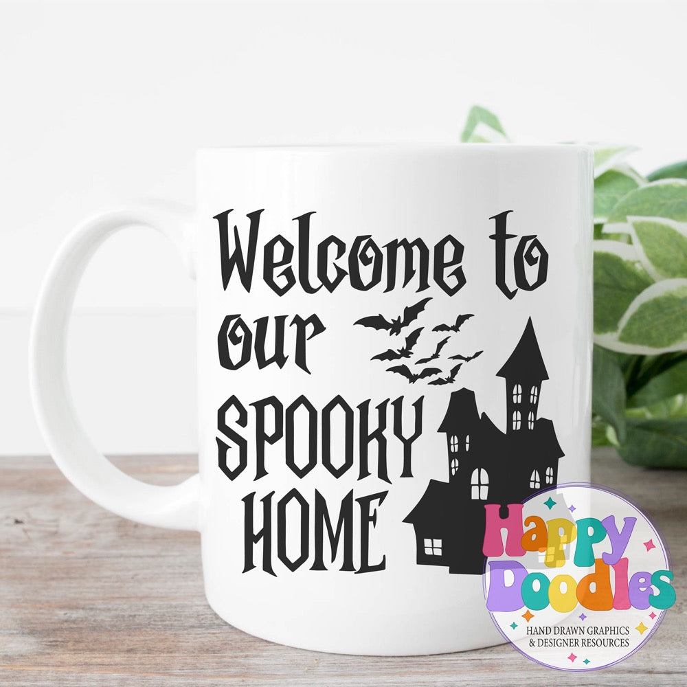 Halloween Sign Welcome Spooky Home SVG | Festive Door Sign SVG for Crafts