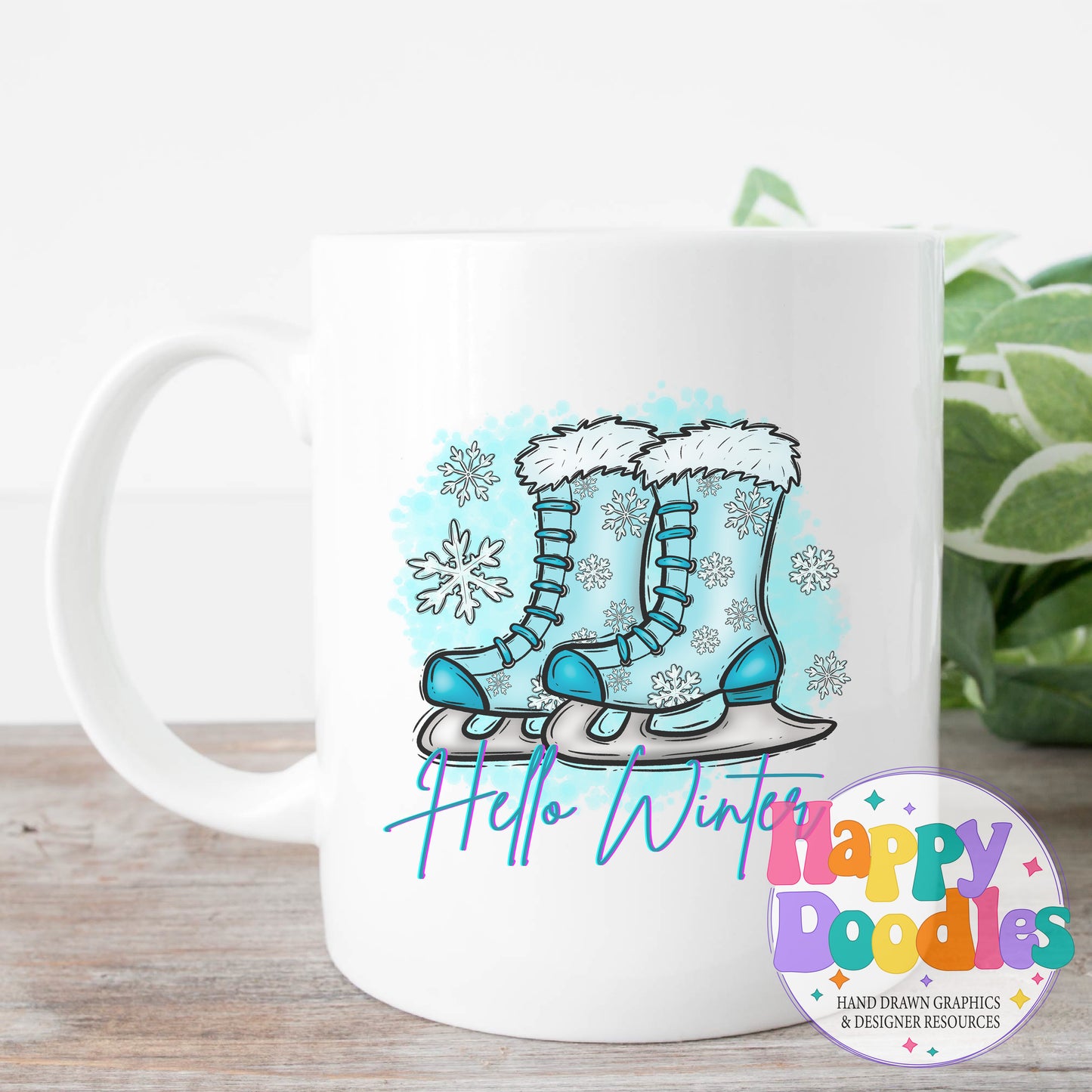 Hello Winter High Resolution Printable PNG - Happy Doodles Designs