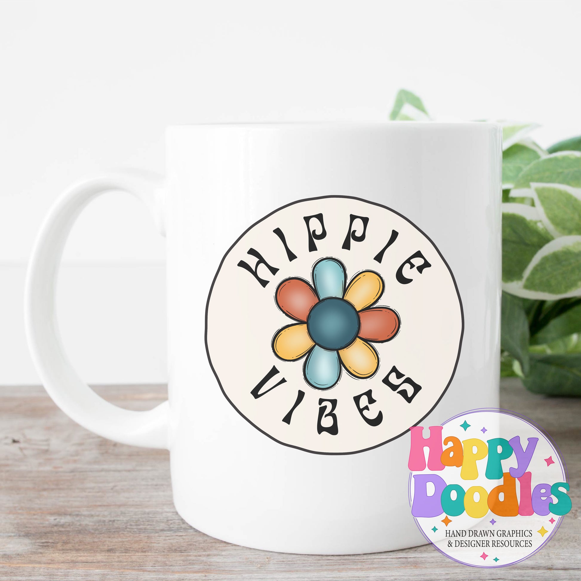 Hippie Vibes High Resolution Printable PNG - Happy Doodles Designs