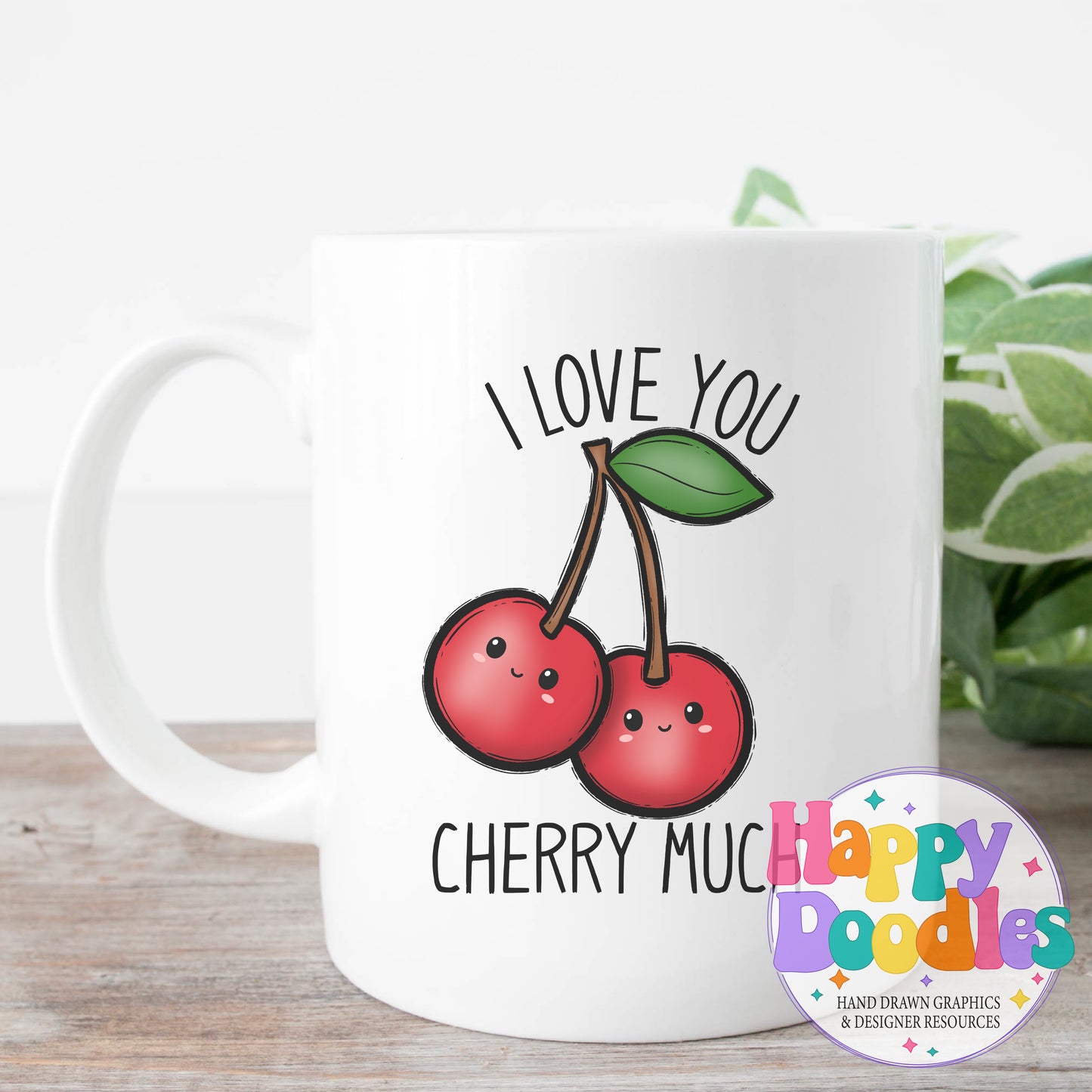 I Love You Cherry Much Printable PNG T-Shirt Design - Happy Doodles Designs