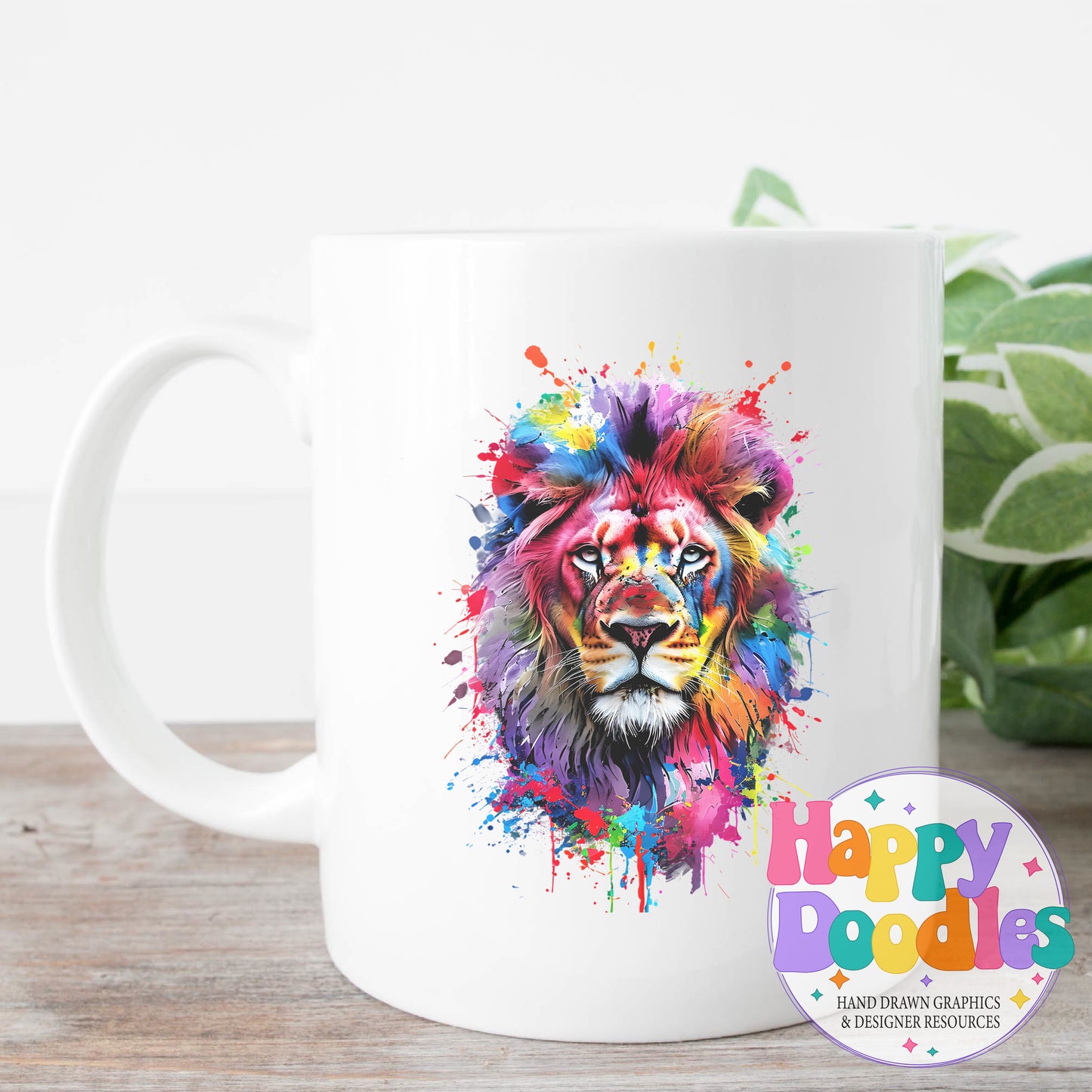 Lion Paint Splash Printable PNG T-Shirt Design - Happy Doodles Designs