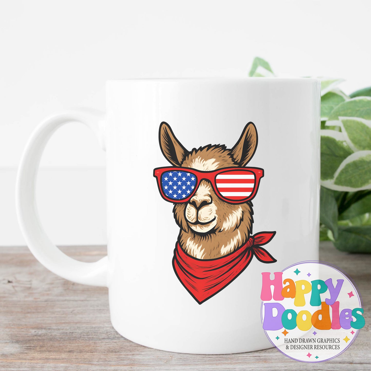Llama Flag Glasses Printable PNG T-Shirt Design - Happy Doodles Designs