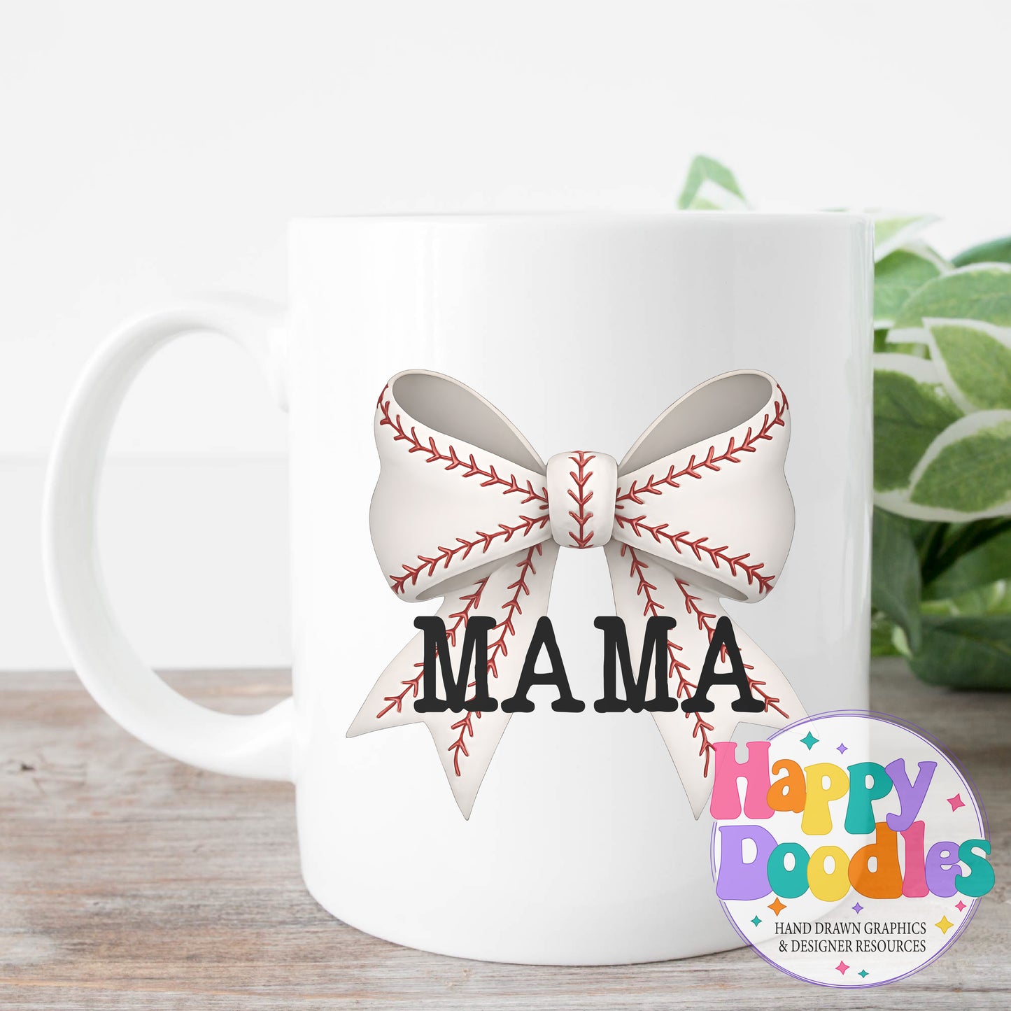Mama Baseball Coquette Bow High Resolution Printable PNG - Happy Doodles Designs