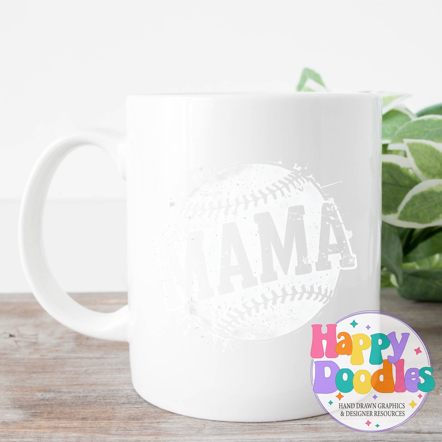Mama Baseball Distressed High Resolution Printable PNG - Happy Doodles Designs