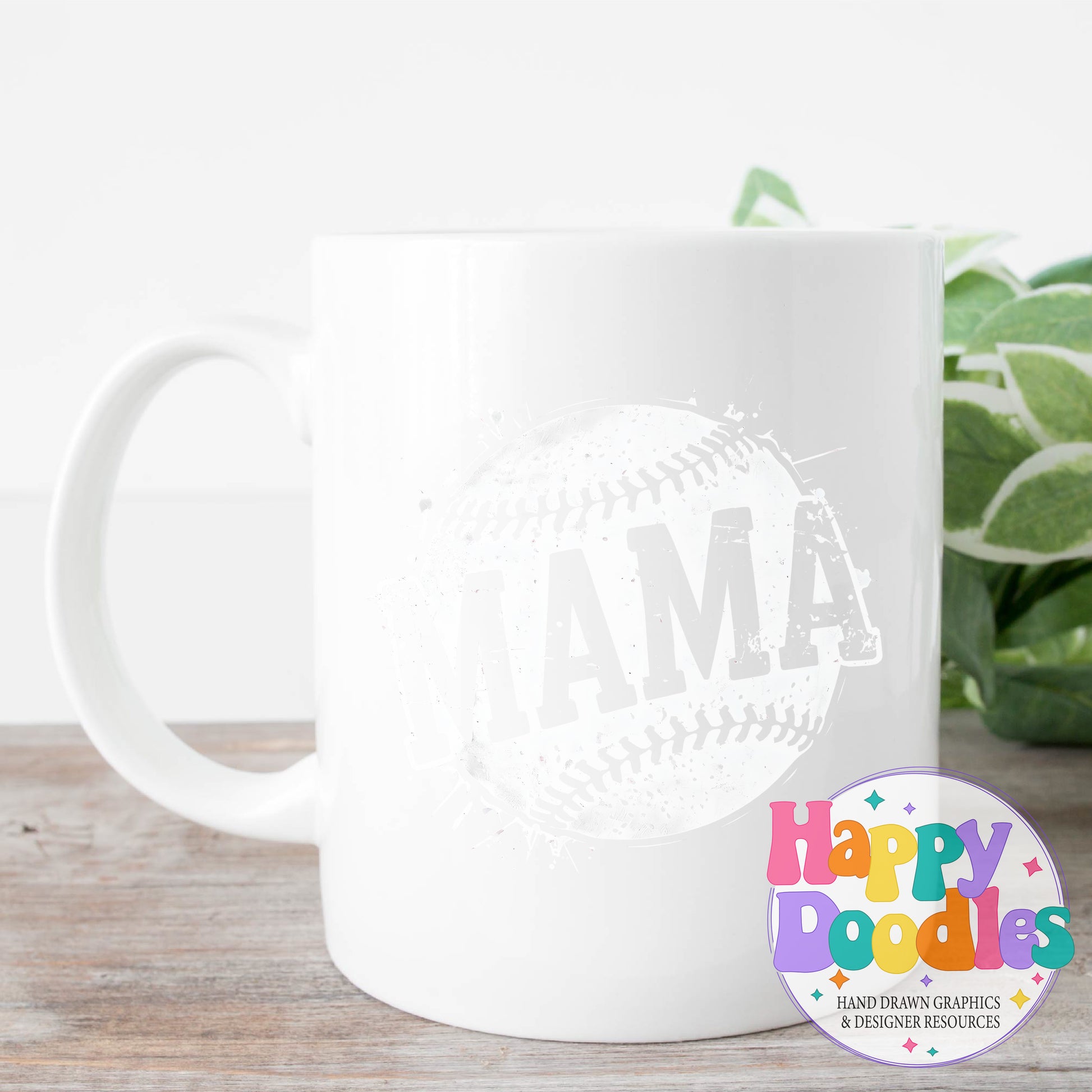 Mama Baseball Distressed High Resolution Printable PNG - Happy Doodles Designs