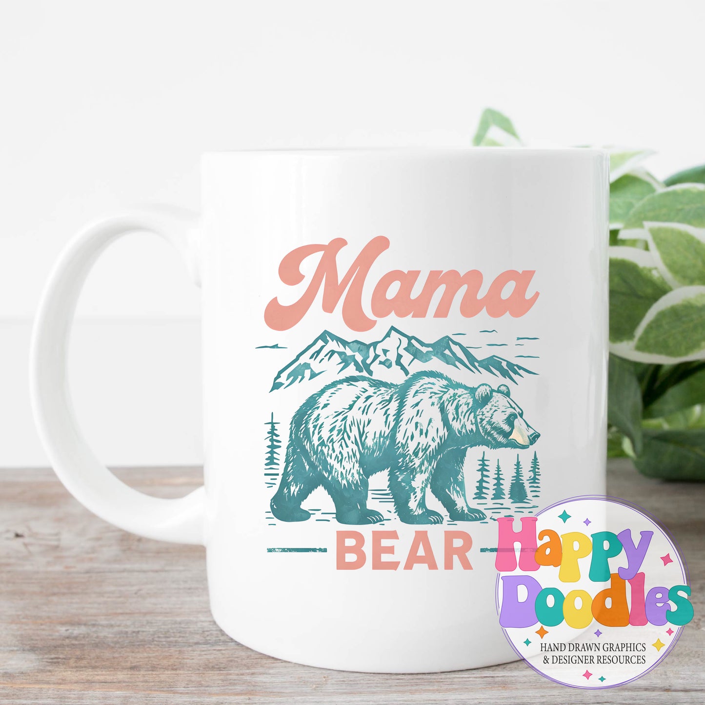 Mama Bear Printable PNG for Sublimation & Crafts - Happy Doodles Designs