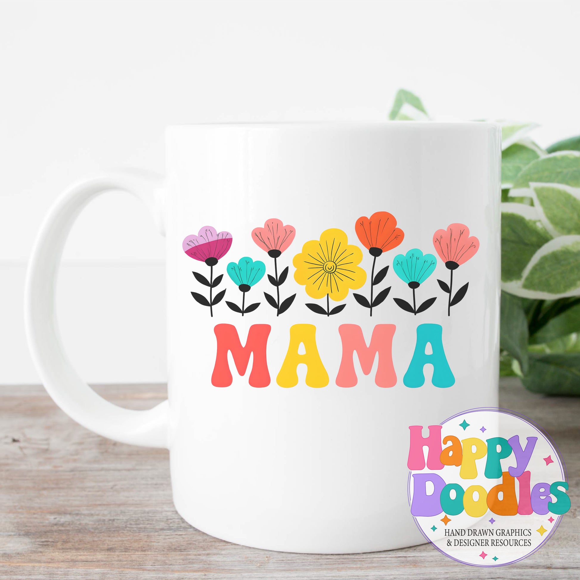 Mama Flowers DIY Printable T-Shirt Design - Happy Doodles Designs