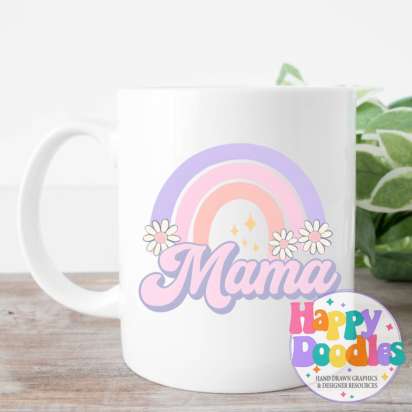Mama Rainbow Printable PNG T-Shirt Design - Happy Doodles Designs