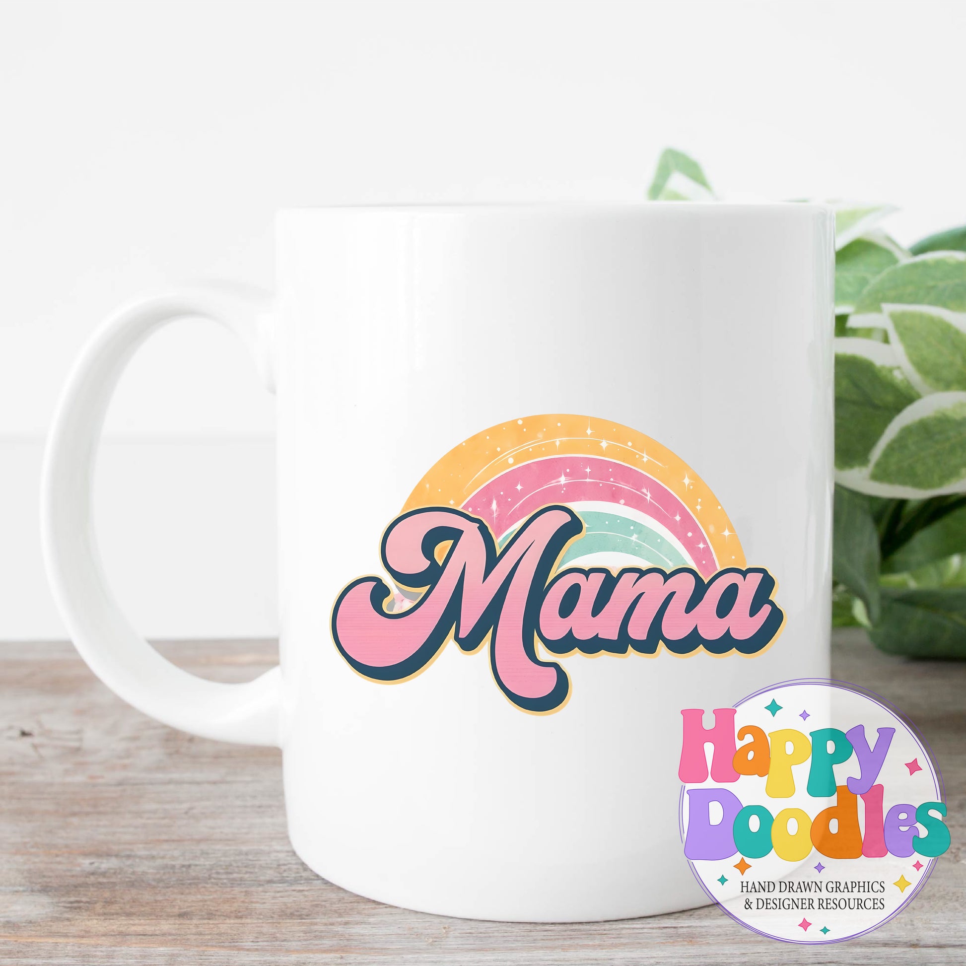 Mama Rainbow Retro Printable PNG for Sublimation & Crafts - Happy Doodles Designs