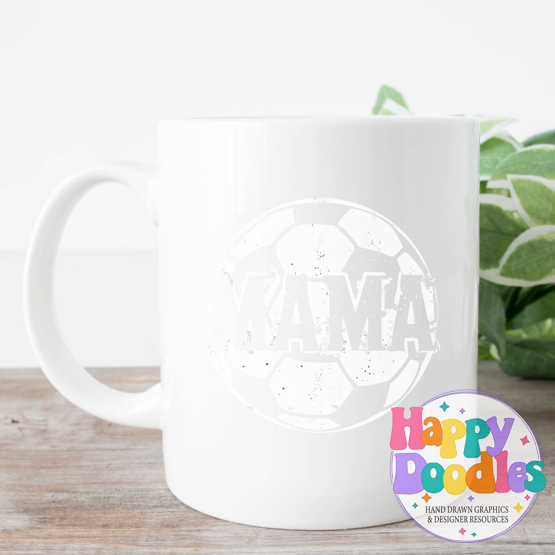 Mama Soccer Distressed Printable PNG T-Shirt Design - Happy Doodles Designs