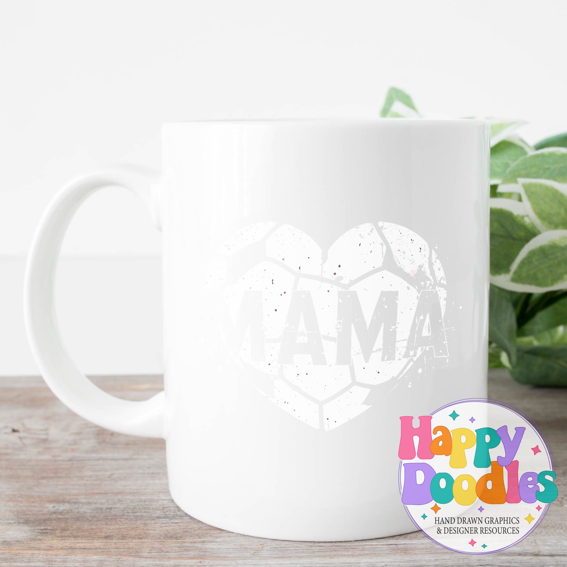 Mama Soccer Heart Distressed Printable PNG for Sublimation & Crafts - Happy Doodles Designs