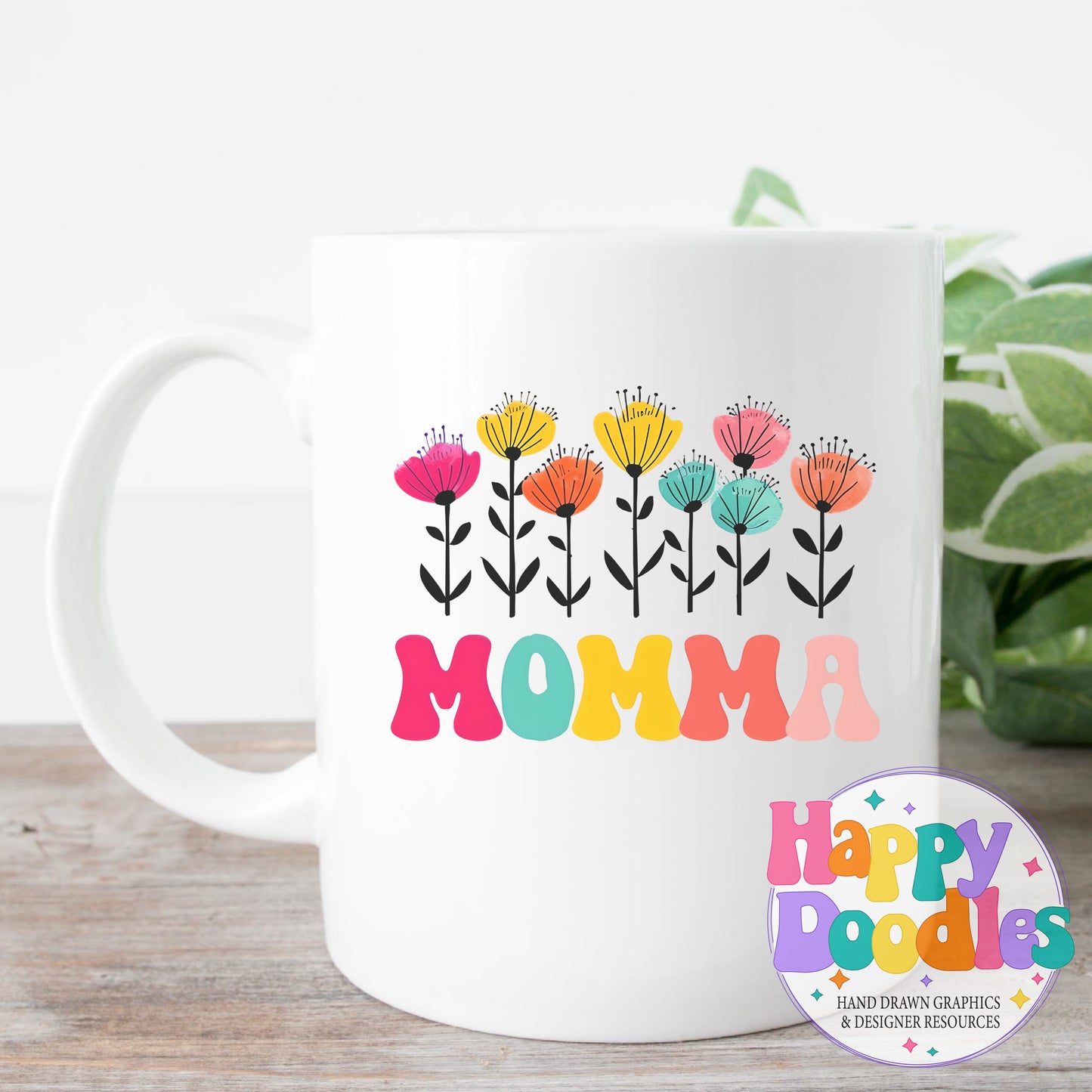 Momma Flowers DIY Printable T-Shirt Design - Happy Doodles Designs