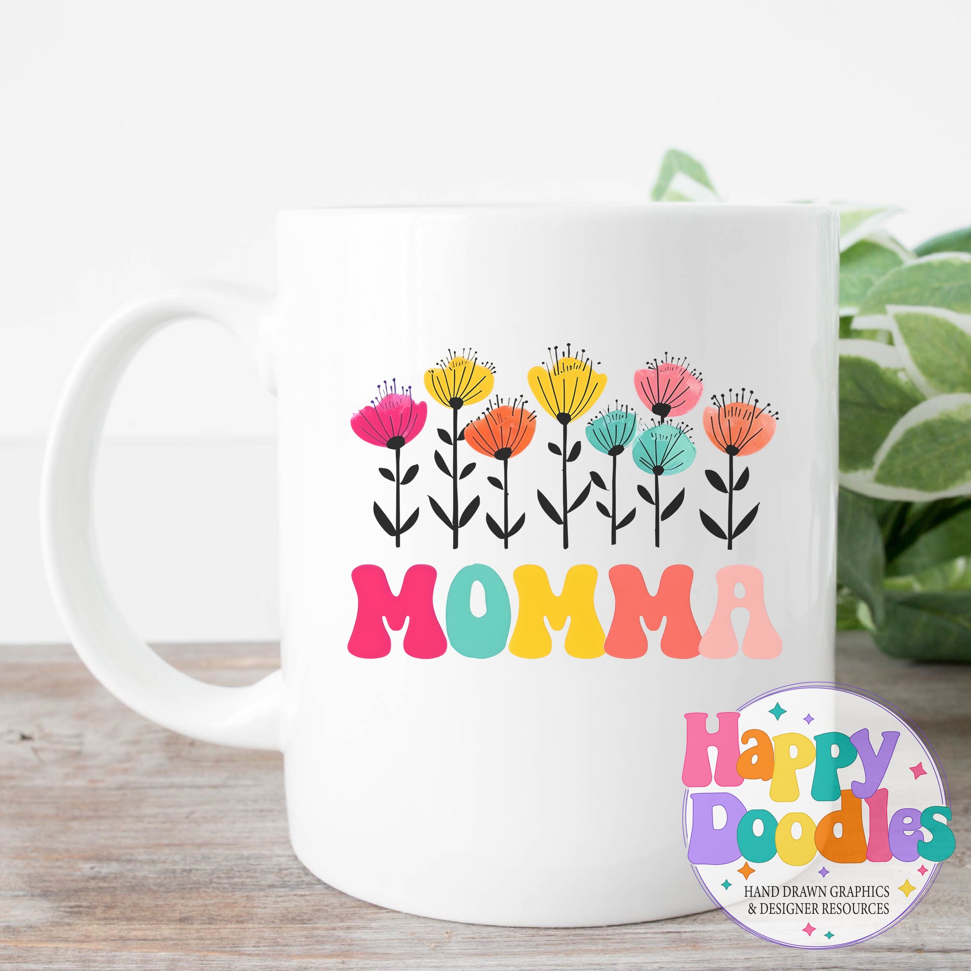 Momma Flowers DIY Printable T-Shirt Design - Happy Doodles Designs