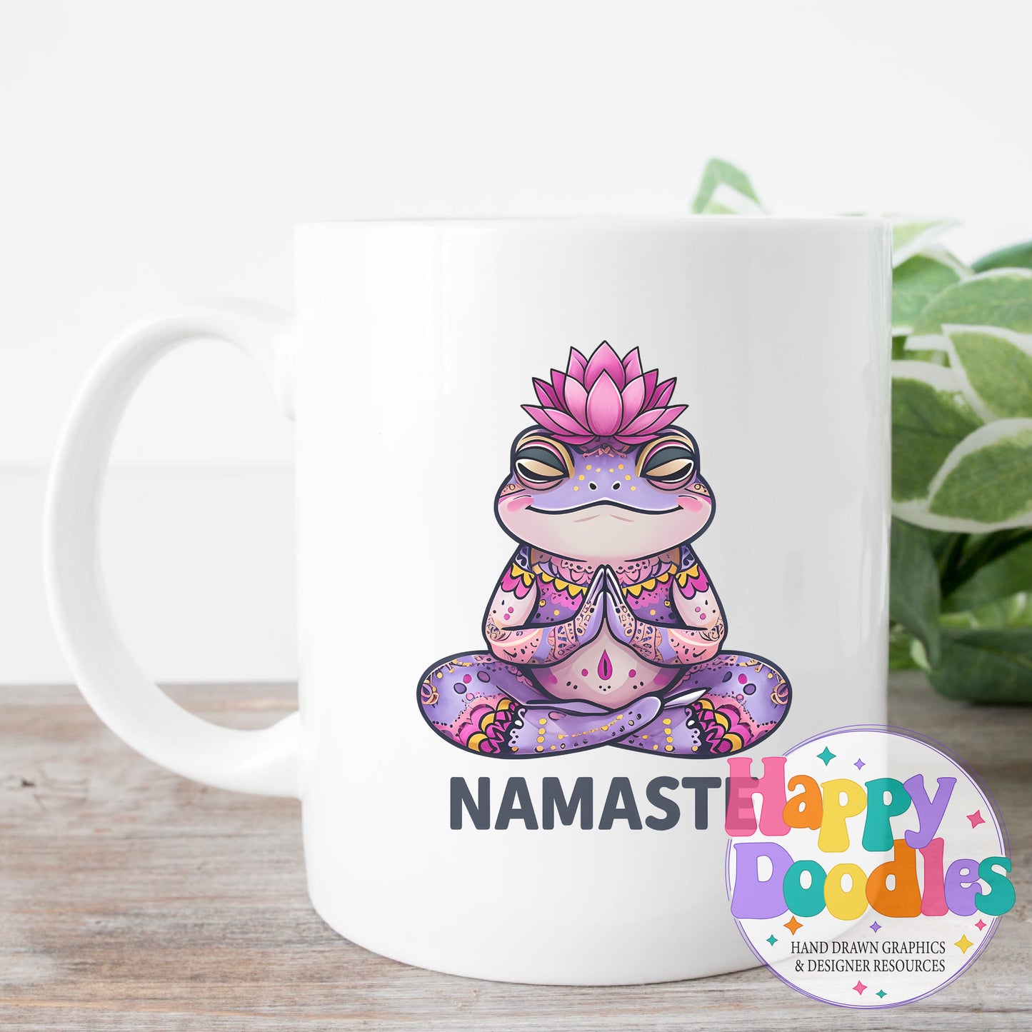 Namaste Frog Printable PNG for Sublimation & Crafts - Happy Doodles Designs