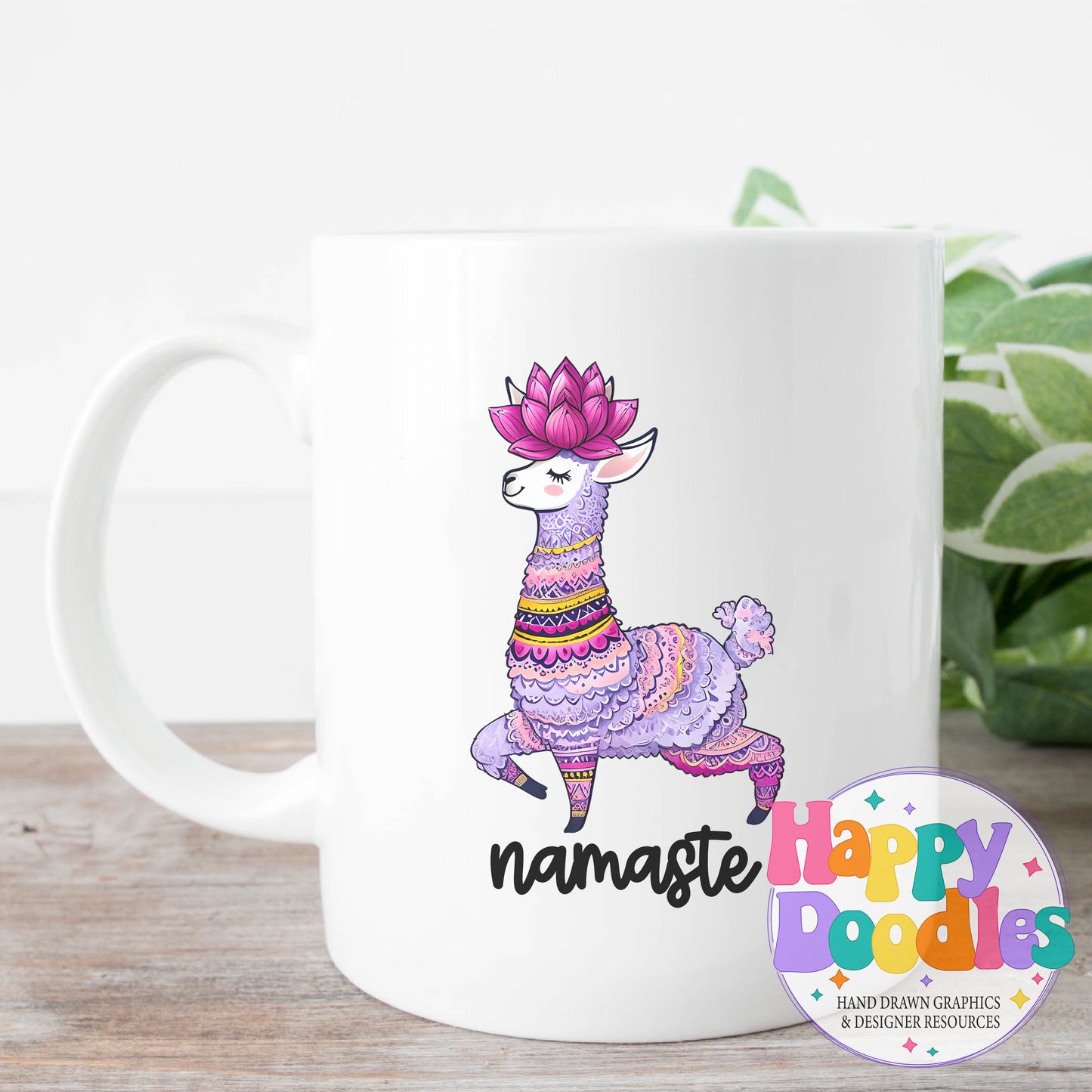 Namaste Llama T-Shirt Printable PNG Download - Happy Doodles Designs