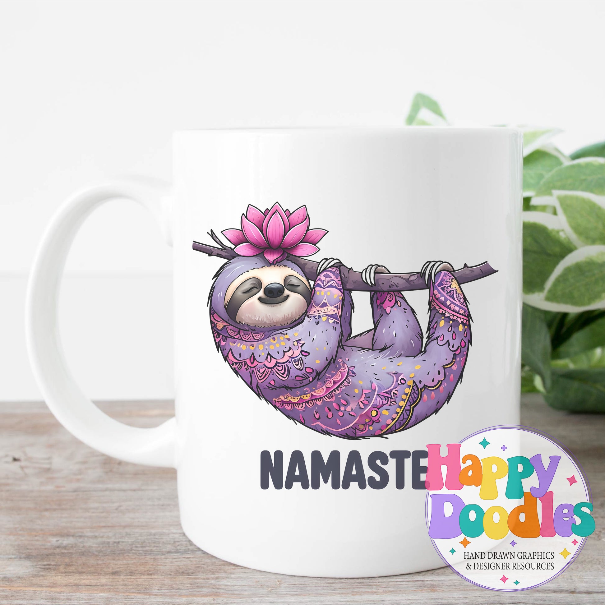 Namaste Sloth DIY Printable T-Shirt Design - Happy Doodles Designs