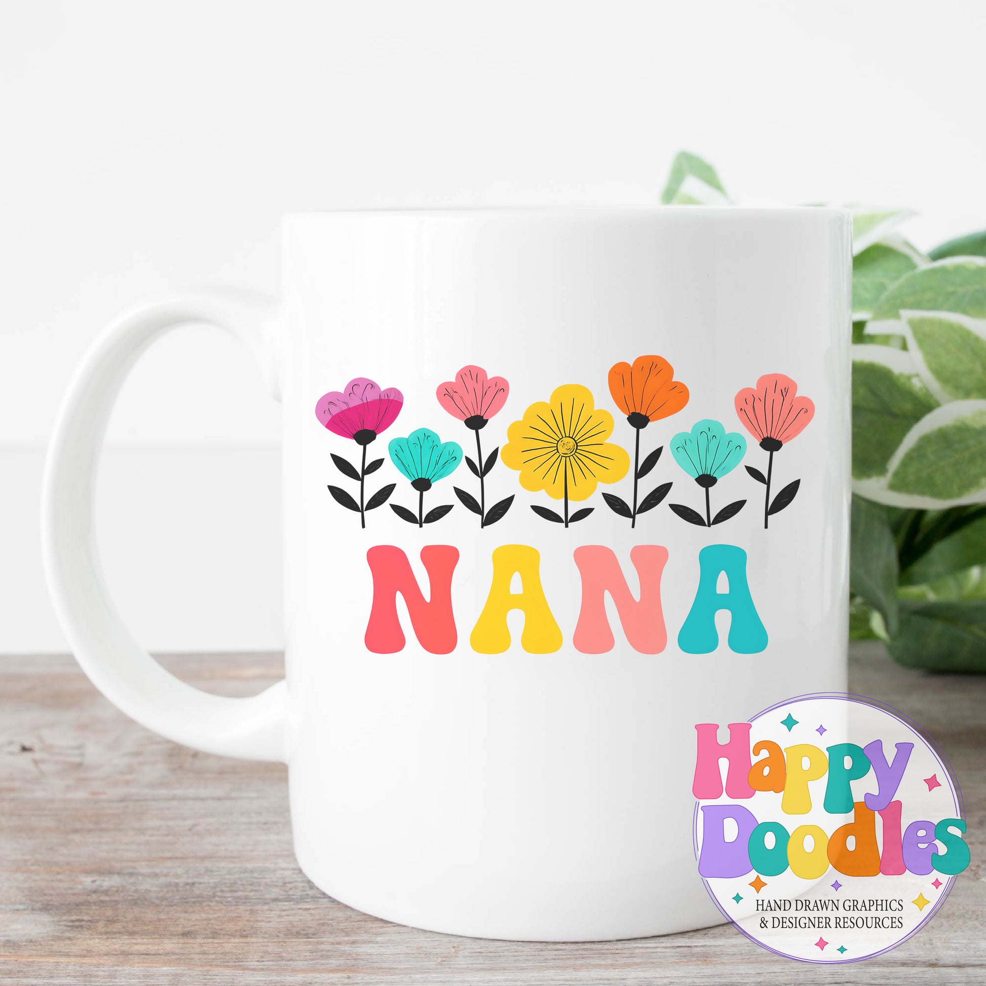 Nana Flowers Printable PNG for Sublimation & Crafts - Happy Doodles Designs