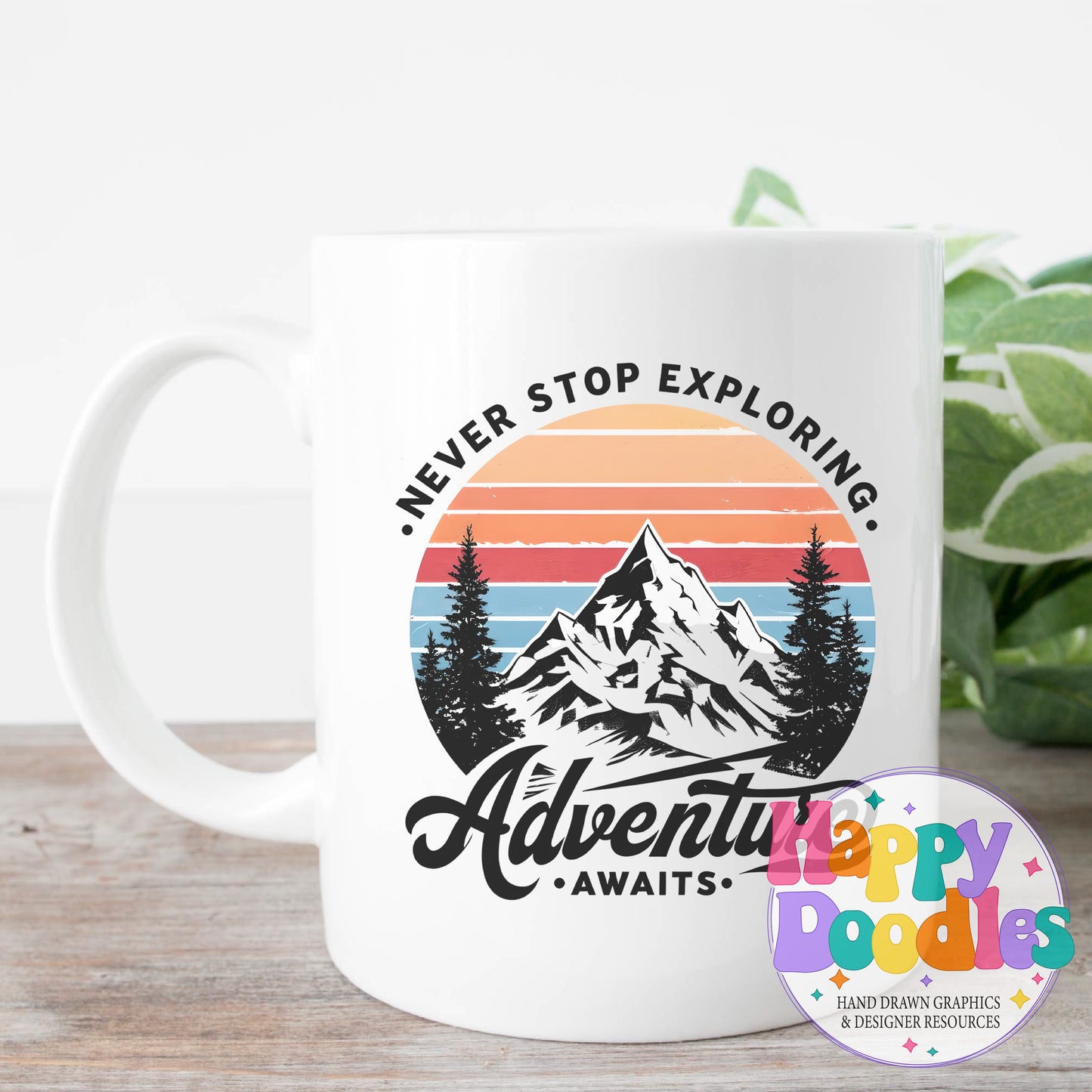 Never Stop Exploring DIY Printable T-Shirt Design - Happy Doodles Designs