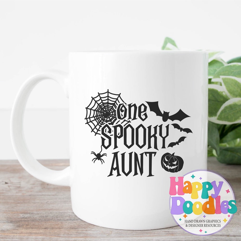 One Spooky Aunt SVG | Cute Halloween Family SVG for Crafts
