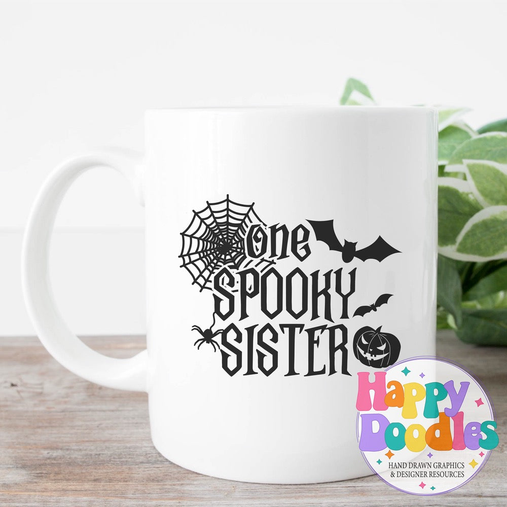 One Spooky Sister SVG | Cute Halloween Family SVG for Crafts