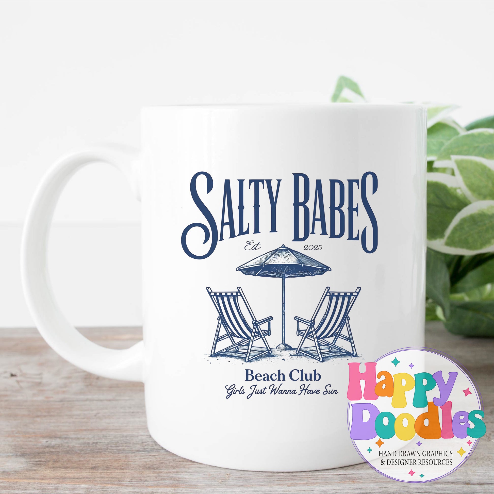 Salty Babes Beach Club Printable PNG T-Shirt Design - Happy Doodles Designs