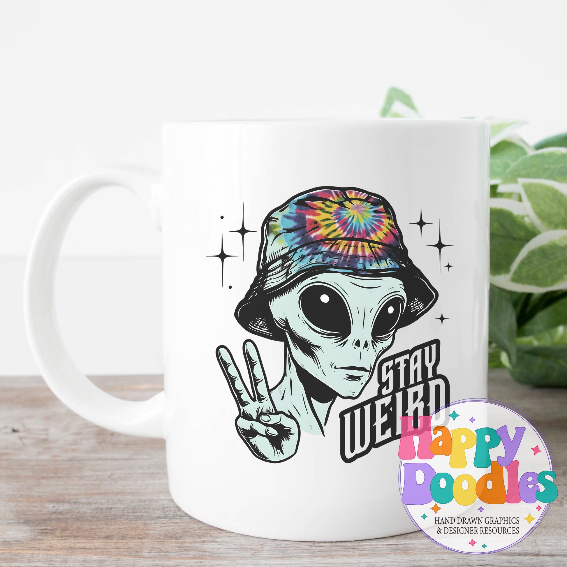 Stay Weird Peace Alien T-Shirt Printable PNG Download - Happy Doodles Designs