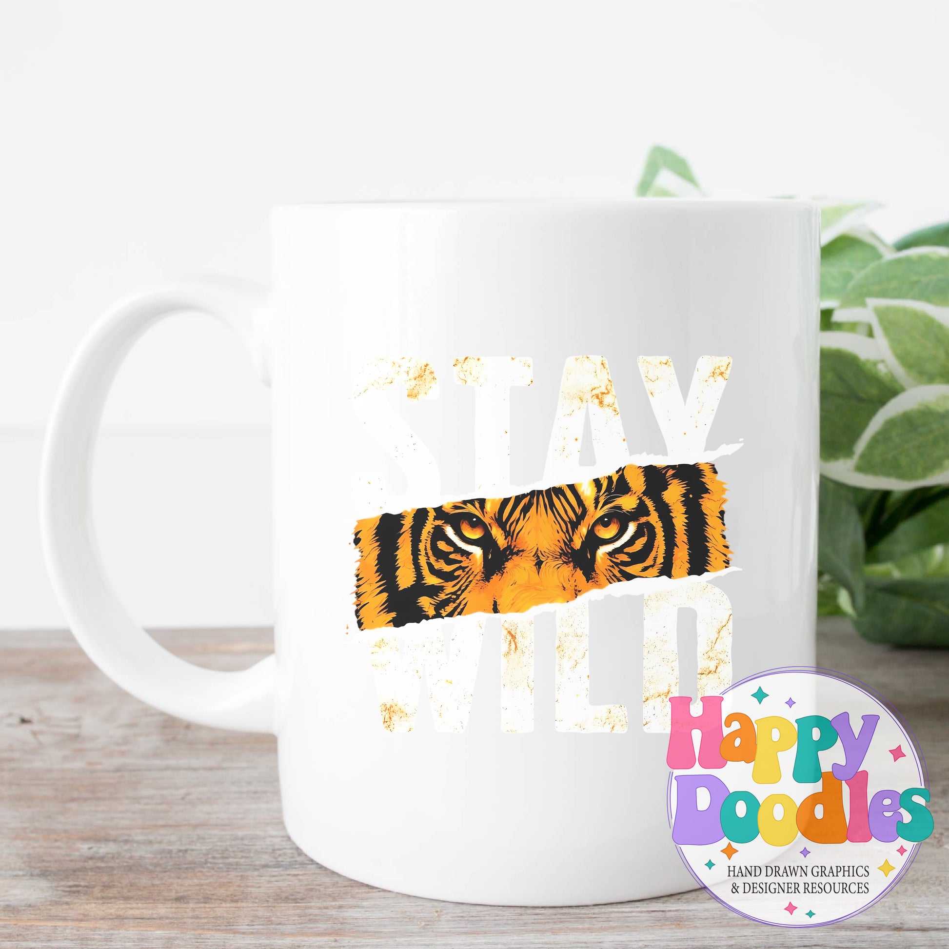 Stay Wild Tiger Printable PNG T-Shirt Design - Happy Doodles Designs
