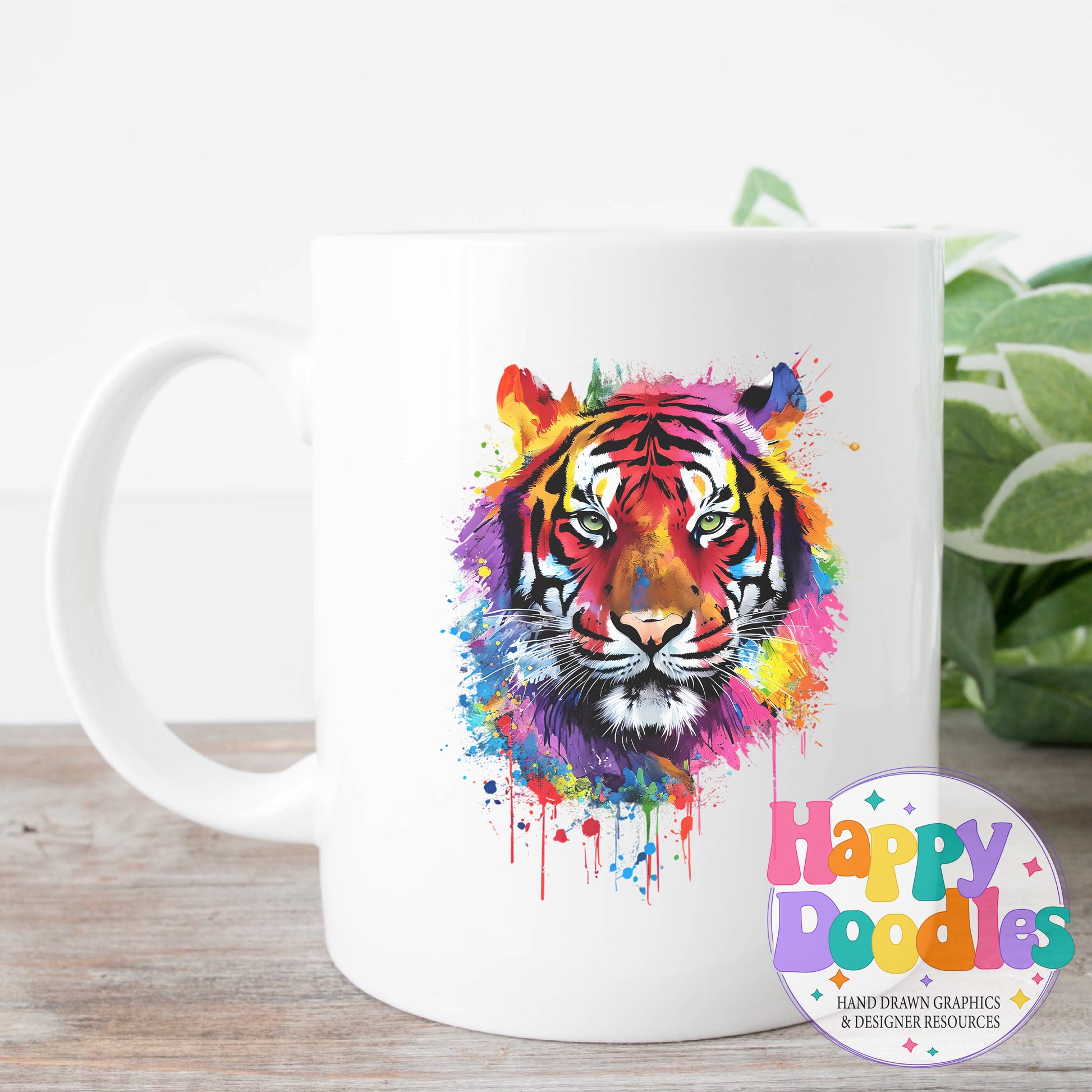 Tiger Paint Splash T-Shirt Printable PNG Download - Happy Doodles Designs