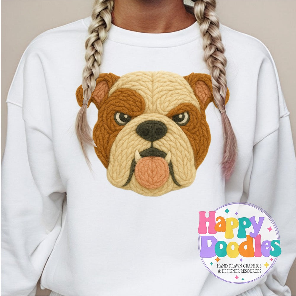 Bulldog Yarn Mascot High Resolution PNG Clip Art - Happy Doodles Designs