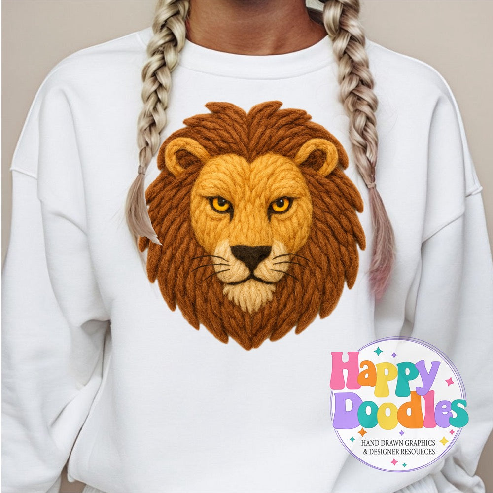 Lion Yarn Mascot Printable Mascot PNG - Happy Doodles Designs