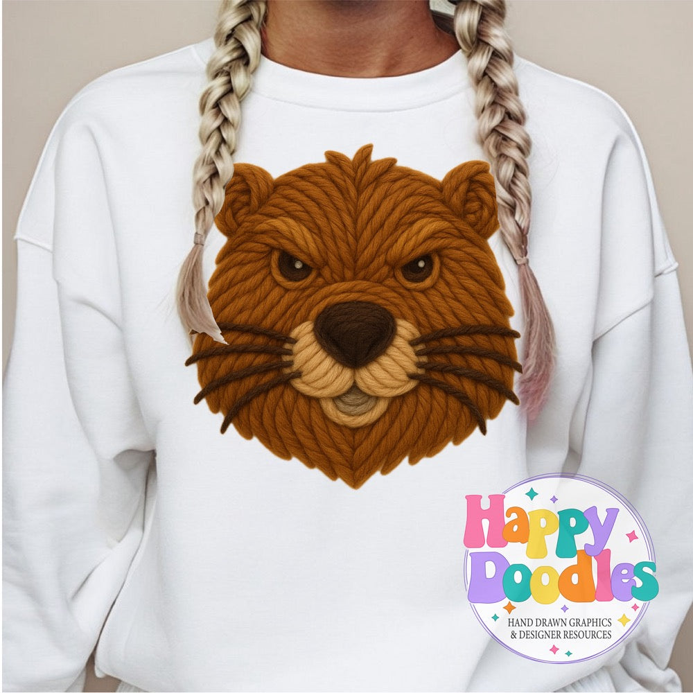 Beaver Yarn Mascot Printable Mascot PNG - Happy Doodles Designs