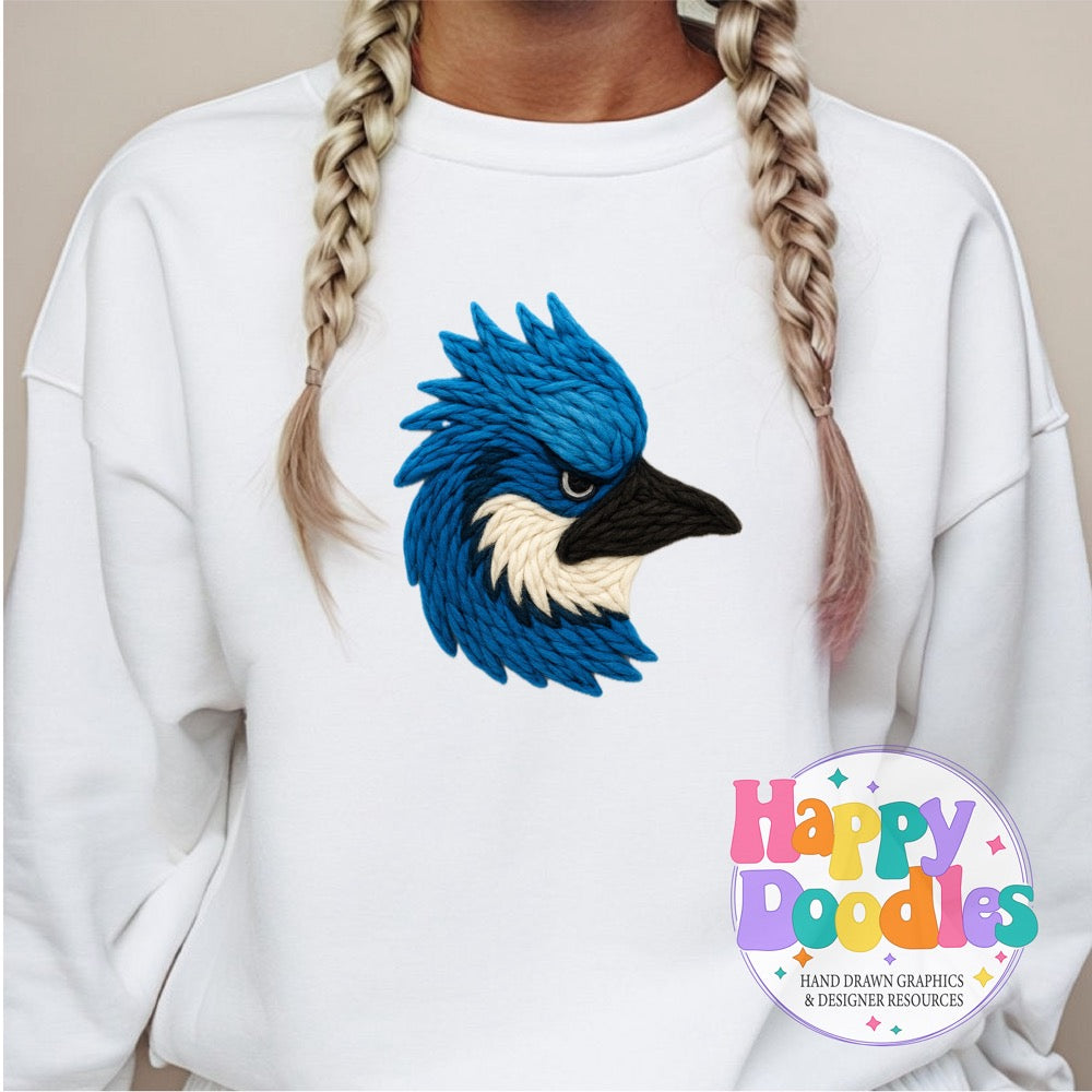 Bluejay Yarn Mascot Printable Mascot PNG - Happy Doodles Designs
