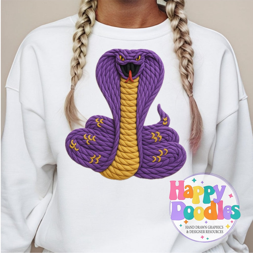 Cobra Yarn Mascot High Resolution PNG Clip Art - Happy Doodles Designs