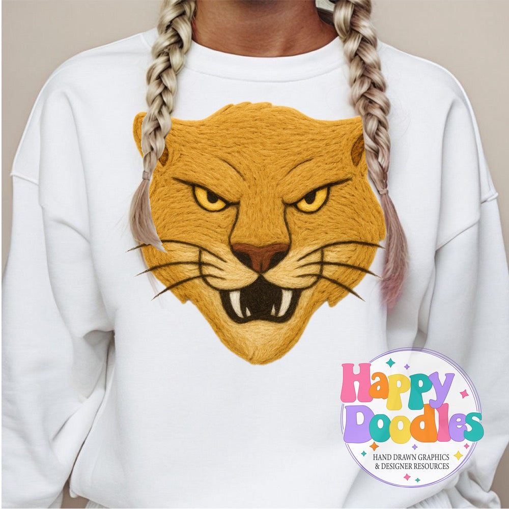 Cougar Yarn Mascot Printable Mascot PNG - Happy Doodles Designs